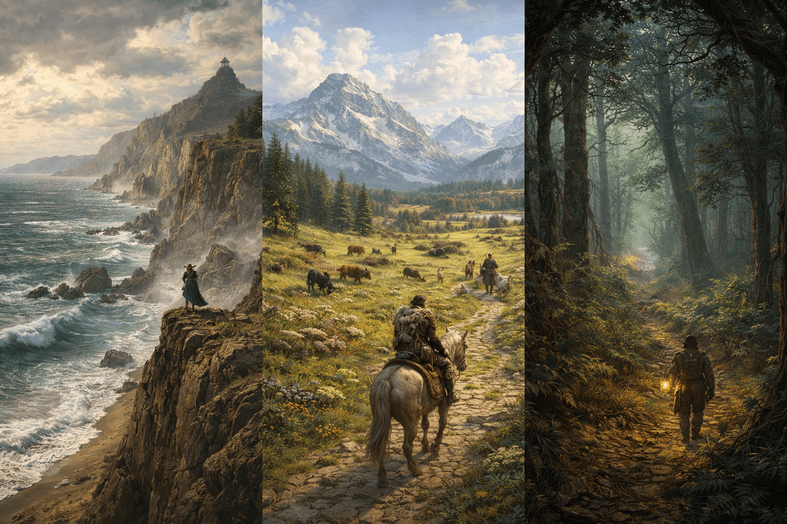 Outer Cliffs, winding trail, and a dark forest